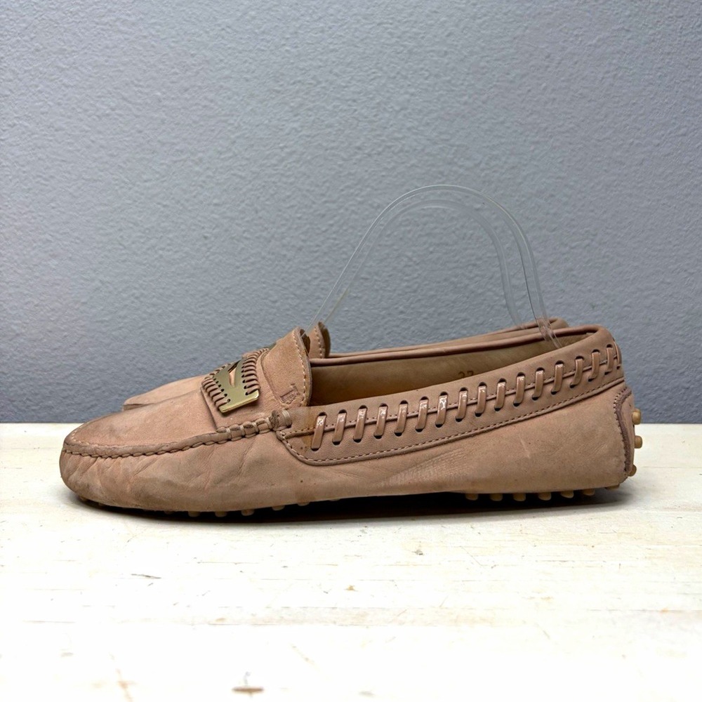 Tod's Gommino Pink Leather Whipstitch Driving Loafers Size 37
